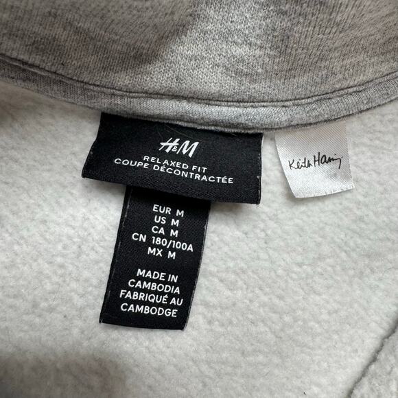 KEITH HARING x H&M Skateboard Figure 1/4 Zip Fleece Sweatshirt Size Medium Mens - Picture 3 of 8